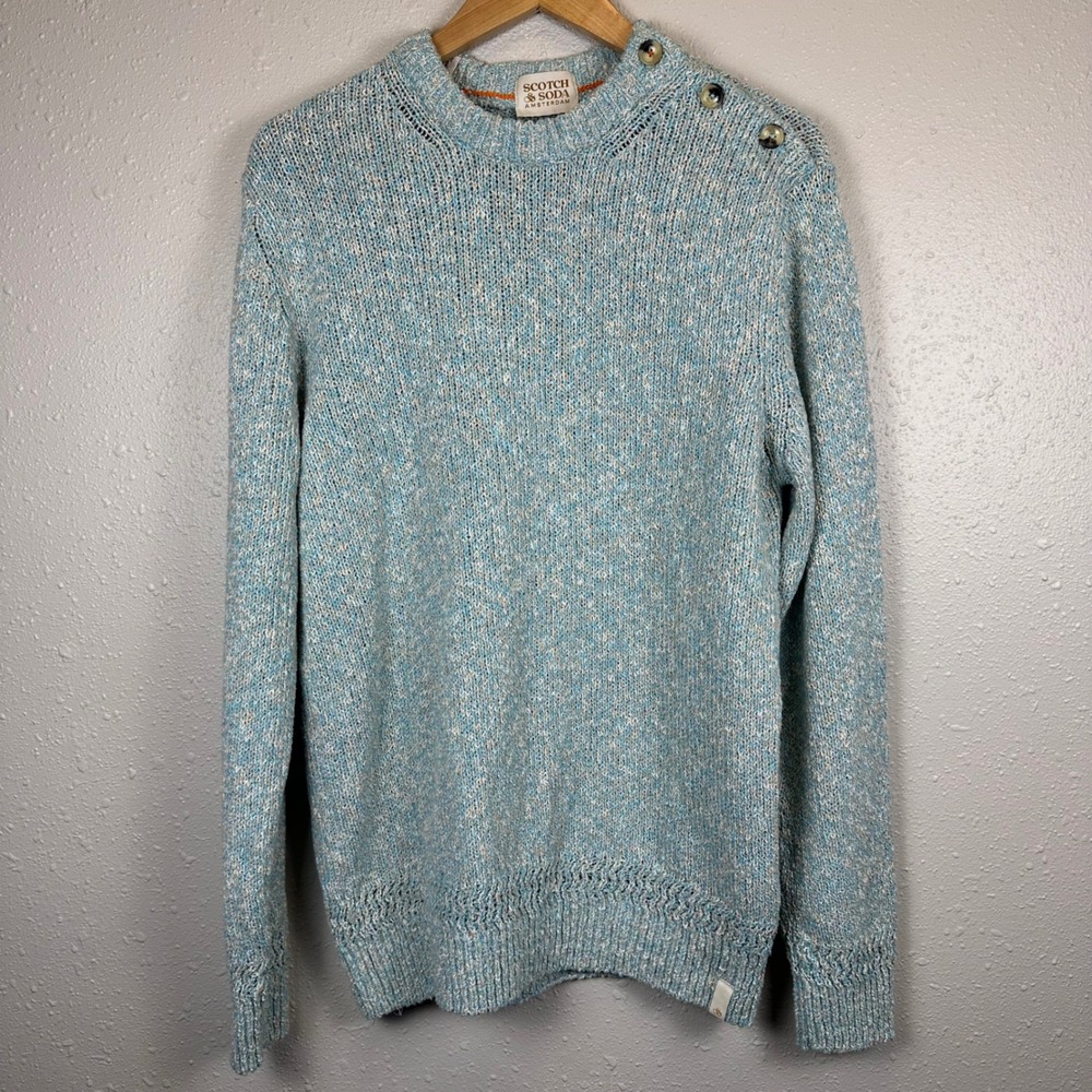 Scotch & Soda M Heavy Knit Pullover Sweater Long Cotton Blue Nautical Fisherman